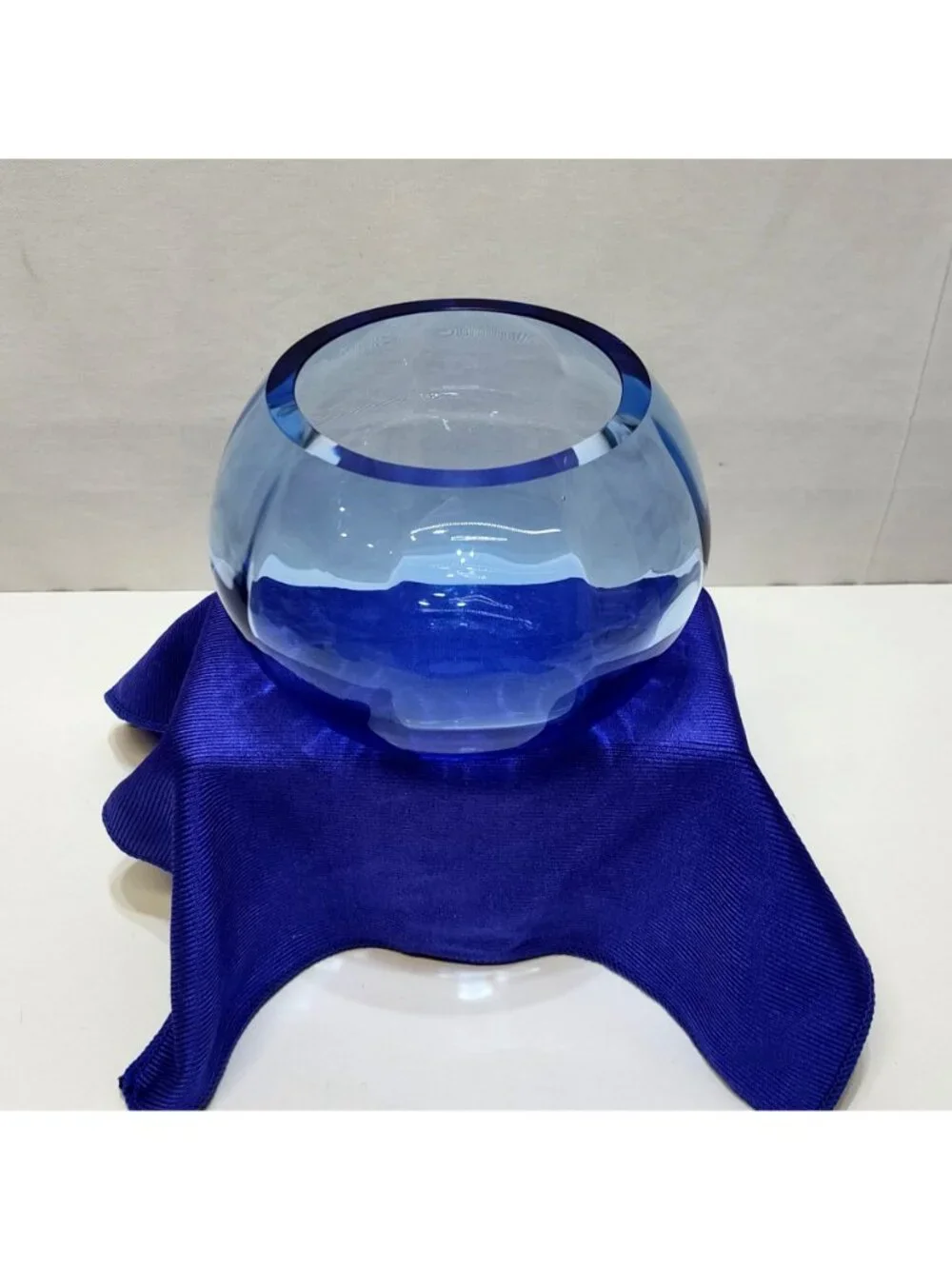 Tiffin Optic Copen Blue Art Glass Bowl Handcrafted Elegant Collectible Vintage